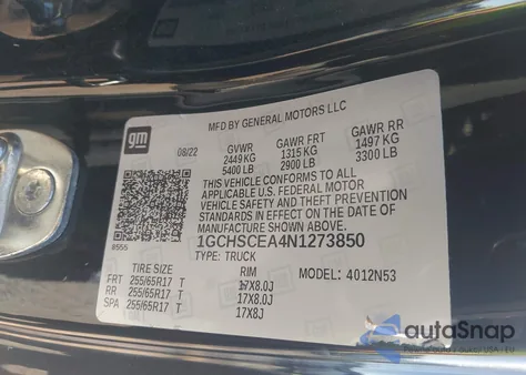 2022 Chevrolet Colorado 2Wd Long Box Lt z USA, uszkodzony, nr VIN 1GCHSCEA4N1273850